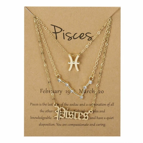 3Pcs/Set 12 Constellations Pendant Necklace Horoscopes Zodiac Women Choker - Picture 14 of 48
