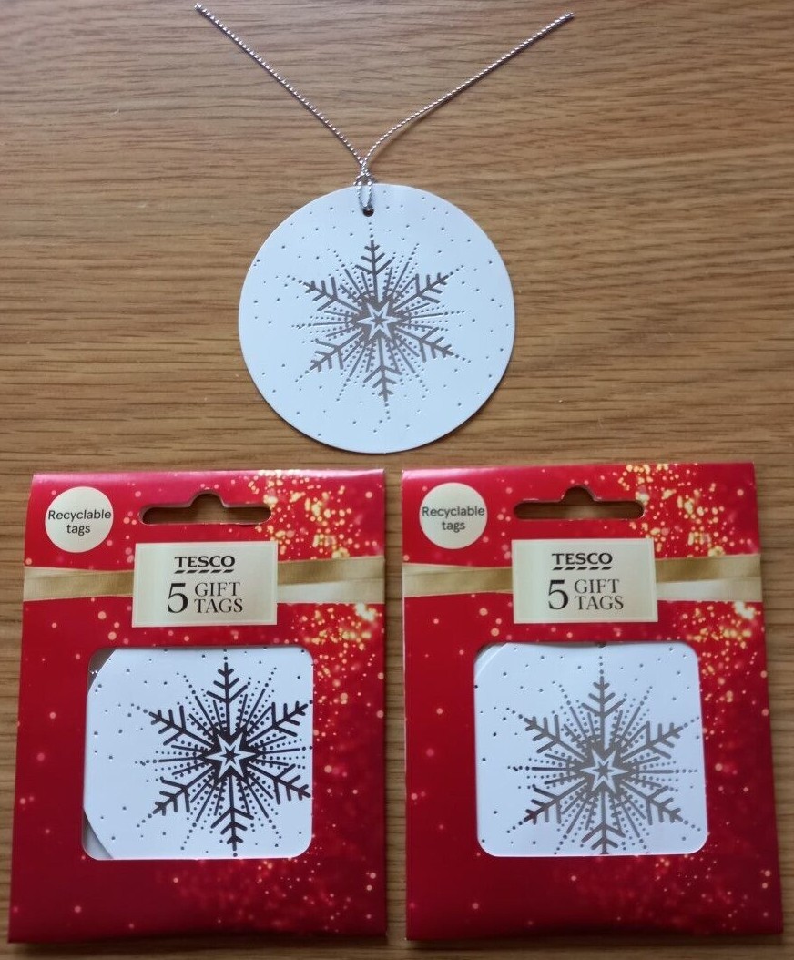 10 x Christmas Recyclable Gift Tags 6 Designs Tesco (2 packs of 5) eBay