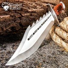 Timber Rattler Sinful Spiked Bowie Knife with Sheath | Spiked Back | 15" Overall