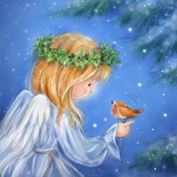 20 Servietten Angel With Bird Engel Vogel Tiere Himmel Weihnachten Deko 33X33Cm