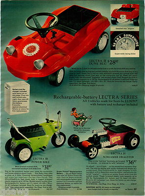 1970 PAPER AD Lectra Car Battery Rechargable Electra Dragster Power Bike Dune