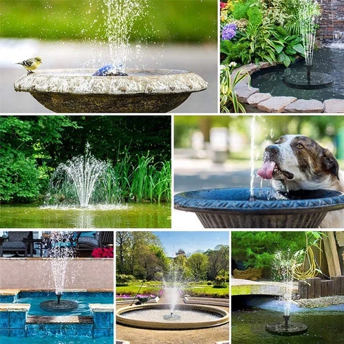 Solar Powered Fountain Pump For Bird Baths 4 Nozzles Garden Decoration Ponds - Picture 5 of 12