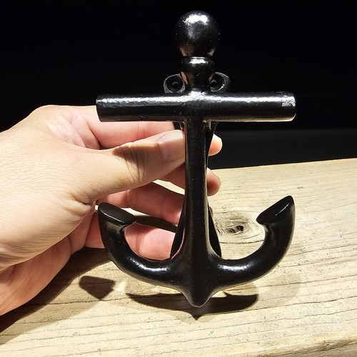 4-1/2" Antique Style Black Cast Iron Anchor Door Knocker - Picture 3 of 12