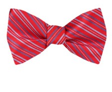Men's Big  Tall Red Navy Sky Blue Striped XL Self Tie Bowtie Weddings Business