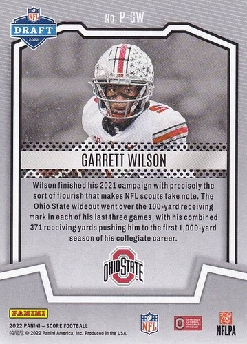 2022 Score - Protential Garrett Wilson #P-GW (RC) - Jets - Picture 2 of 2