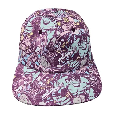 Marvel Universe Avengers Characters Graphic Snapback Hat Purple NEW