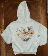 unisex kids long sleeve white hoodie Halloween sweatshirt, size 10 Years, Shein