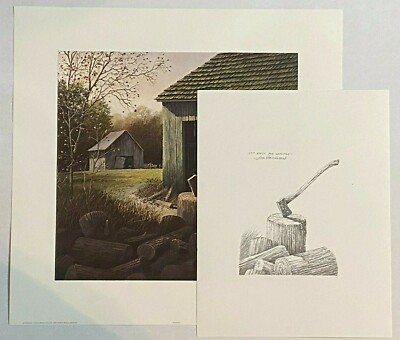 #'d 763 1977 PRINT LOT JIM HARRISON SIGNED STUDY WOODPILE & PENCIL PROOF SKETCH