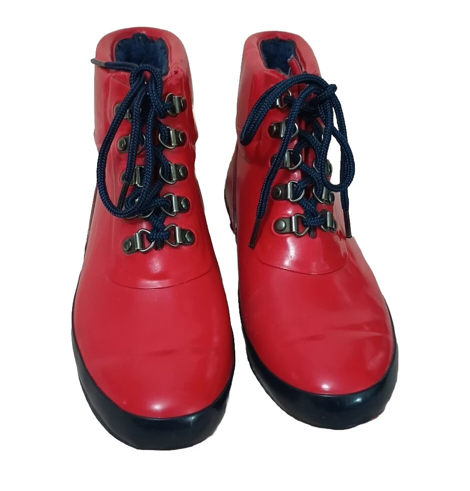 Lands End Rojo Nieve Lluvia Barro Botas Mujer Talla 8 Forradas Impermeables De Colección ¡Bonitas!! Foto 2 de 4