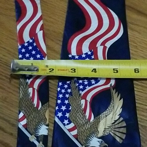 Vintage Krawatte Fratello USA patriotisch 4. Juli amerikanische Flagge & Weißkopfseeadler - Bild 5 von 5