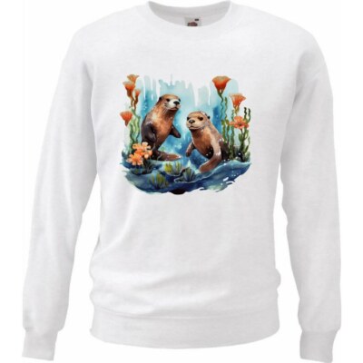 Sweatshirt Sweater Otter Fischotter Otterfamilie Otter Baby Ozean Mittelm 404255