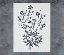 Large Flower Anemone Stencil Template Reusable for Floral Wall Art, Boho DIY Cra