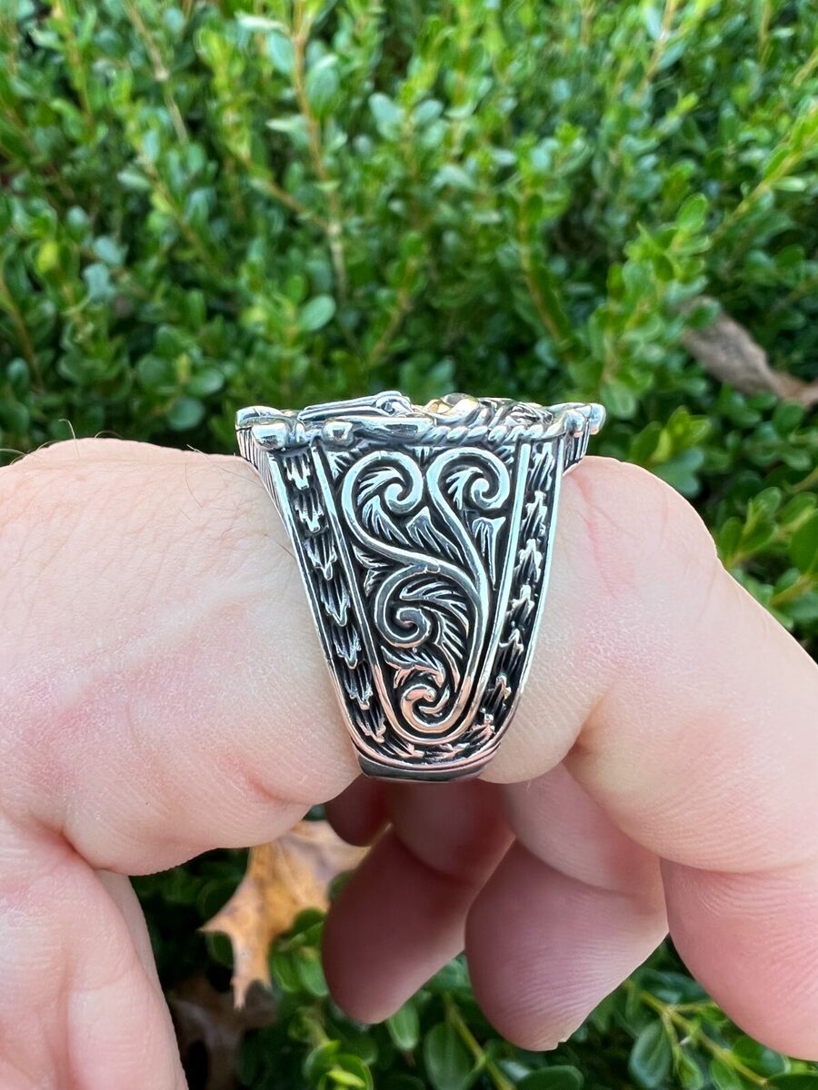 VIKING WARRIOR Skull Ring for Men in Sterling Silver by Ecks