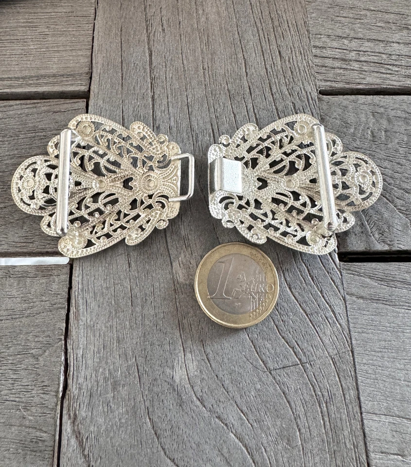 elegante altsilberne Trachten Schliesse aus Metall 100mmx45mm Steg 30mm - Bild 3 von 4
