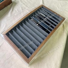 Rosewood 13 Slots Fountain Pen Case Tray Holder Storage Box Desk Organizer