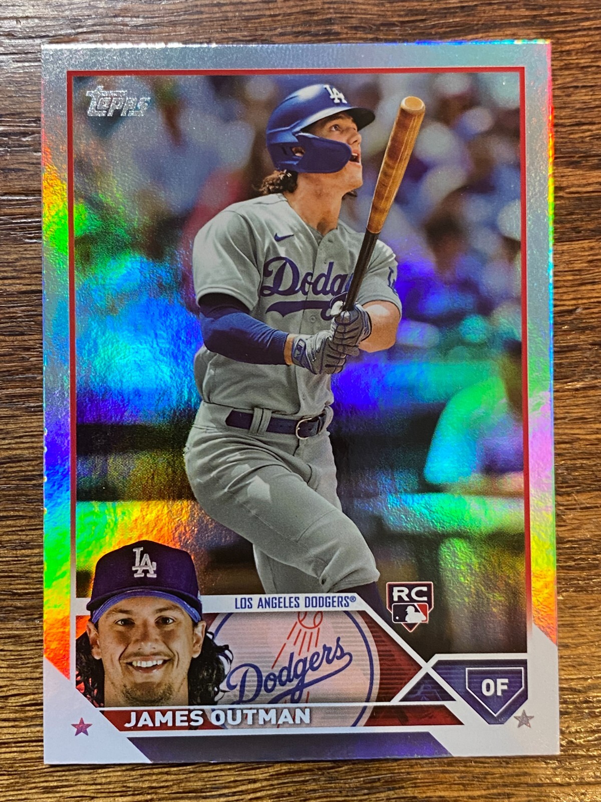2023 Topps Series 2 James Outman #395 RC Rookie Rainbow Foil Los Angeles Dodgers