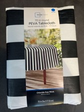 Mainstays Spring-Summer PEVA Vinyl Tablecloth Cabana Stripe, 70R 