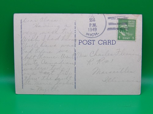 Vintage Postkarte, Sault Stromschnellen und internationale Brücke, Soo, Mich. - Bild 2 von 2
