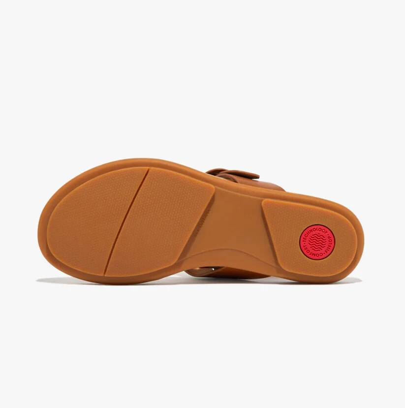 サンダル・ミュール FitFlop GRACCIE Leather Sandals Light Tan EB1-592 Amazon.com | Fitflop Women's Ankle-Strap Flat Sandal, Light