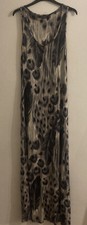 Vintage Warehouse Y2K Grey Feather Pattern Strappy Viscose Maxi Dress NWD UK12