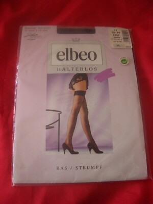 ELBEO glänzende halterlose Nylons Strümpfe Spitze Gr. 38/39 schwarz 15 den OVP