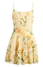 New, Reformation Annelise floral mini dress in Yellow Sz 12 #MD1856