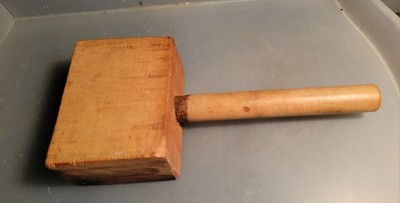 Wooden SQUARE Head Mallet Wood Workers Tool Carver Builder Hammer, Vintage Clean