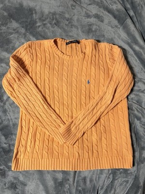 Ralph Lauren Knit Sweater Orange Hochwertig Zopfmuster Gr. S Neuwertig 100% BW