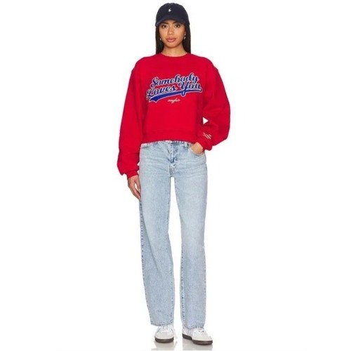 The Mayfair Group Red "Somebody Loves You" Cropped Sweatshirt XS/S, NWT