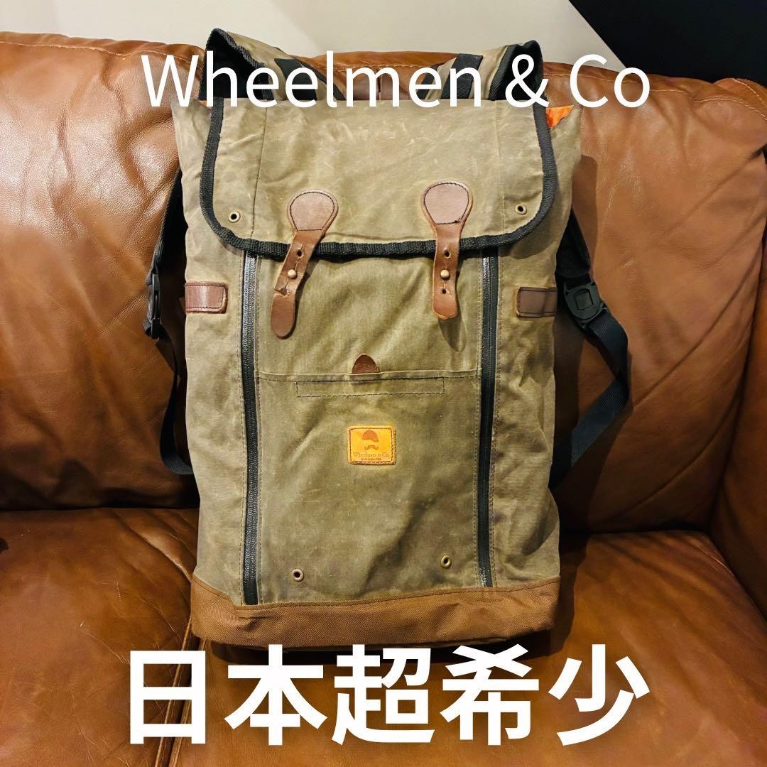 Wheelmen & Co. Vintage Canvas Backpack Olive Green Leather 13in Laptop EX