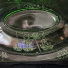 Vintage Federal Sylvan Parrot Green Depression Uranium Glass Oval Serving Bowl