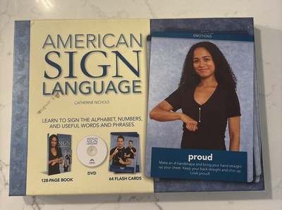American Sign Language Learning Kit Catherine Nichols Book DVD Flash Cards New