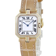 CARTIER Santur Lm 83723753 White Ladies Vintage Used Watch #21021