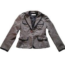 Rag  Bone New York Military Style Tailored Blazer Womens Sm Gray Black Piping