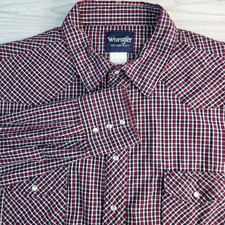 Vintage Wrangler Men's Shirt XXL 2XL Red Plaid Pearl Snap Western Cowboy READ 