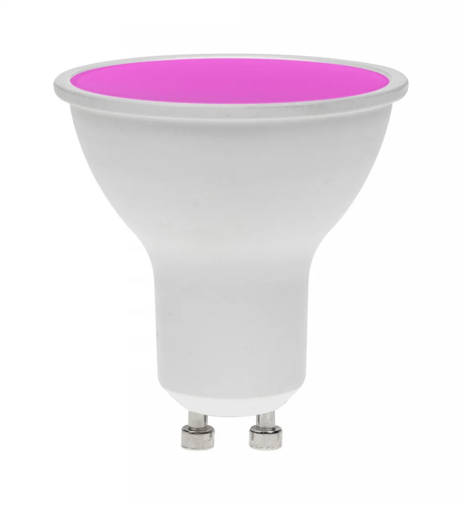 7w GU10 LED Light Bulb Magenta Coloured Twist Lock Dimmable Prolite