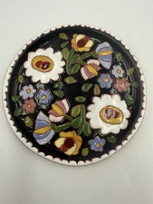 Vintage Ostrorog Poland Mini Decorative Wall Pottery Plate Floral 4.5”