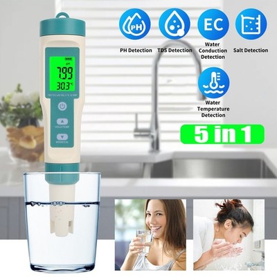 Digitales PH Meter TDS/EC/PH/Salzgehalt/Temperatur Tester Wasserqualität Monitor