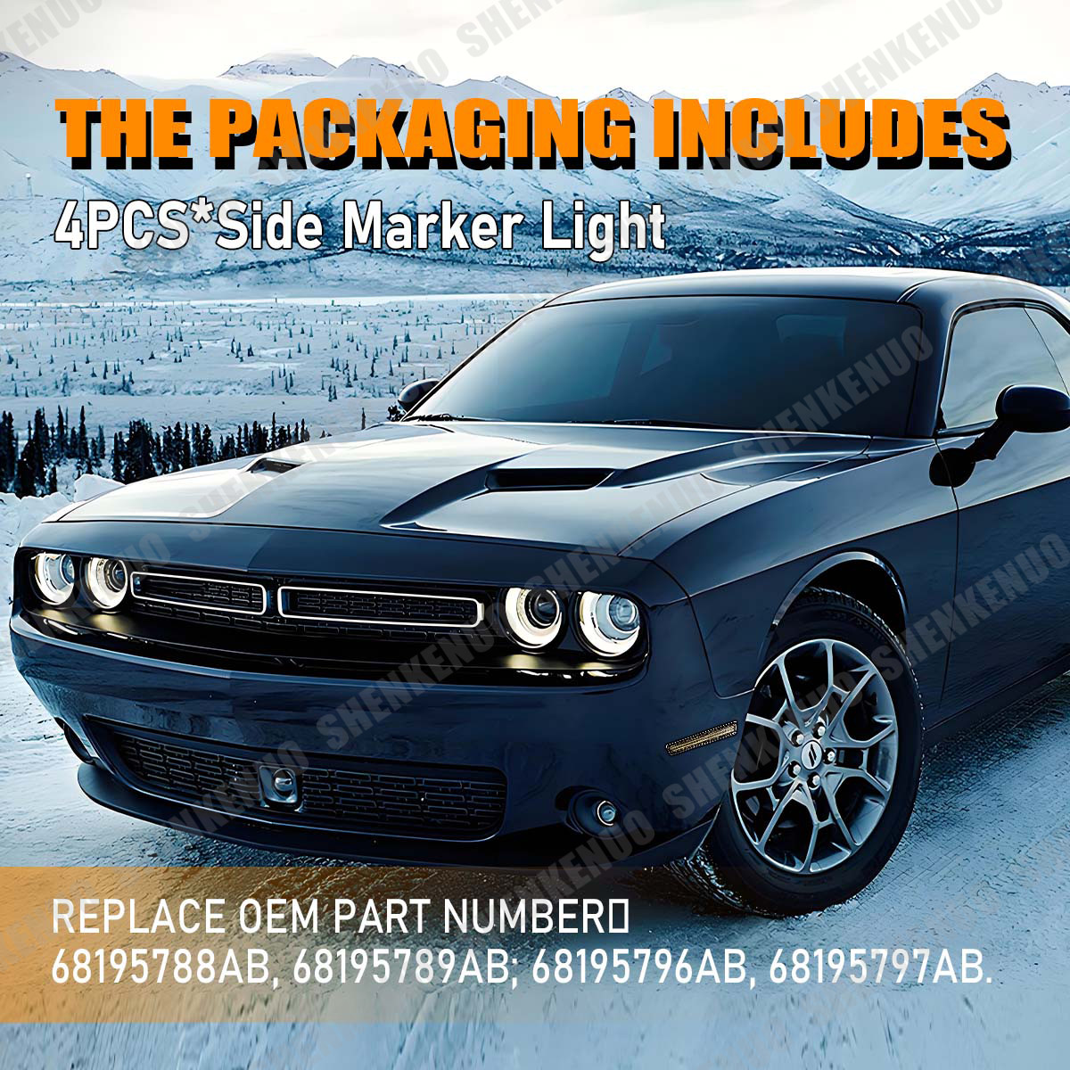 For 2015-2023 Dodge Challenger Front Rear Fender LED Side Marker Light Set 4PC