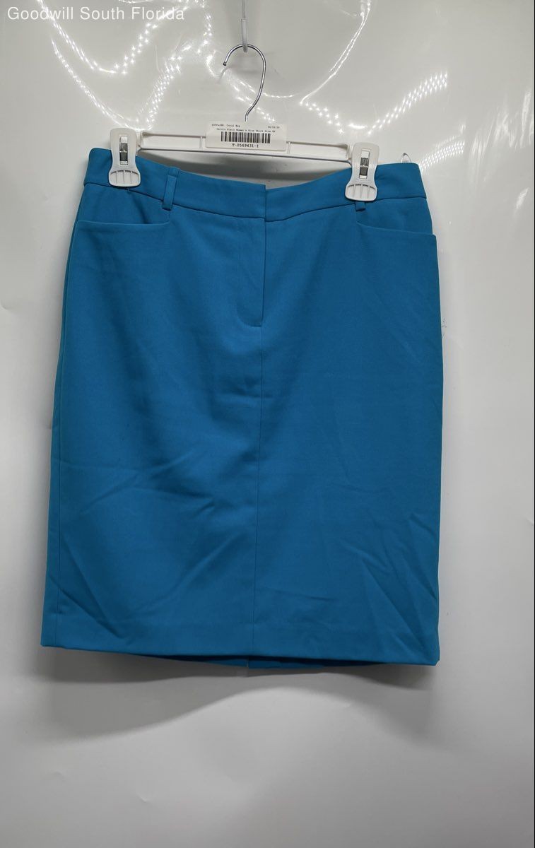 Calvin Klein Womens Blue Pockets Back Slit Straight & Pencil Skirt Size 8P