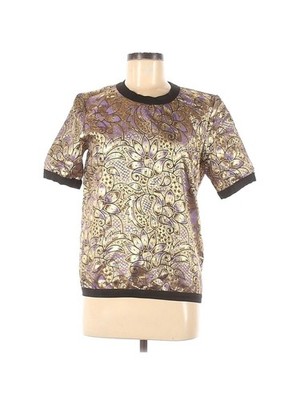 2012 MARNI at H&M Metallic Gold & Purple Jacquard Floral Top - US 6