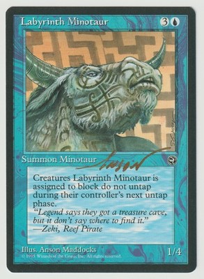 Gold Signed Labyrinth Minotaur LP Homelands Artist Anson Maddocks 1995 MTG Magic