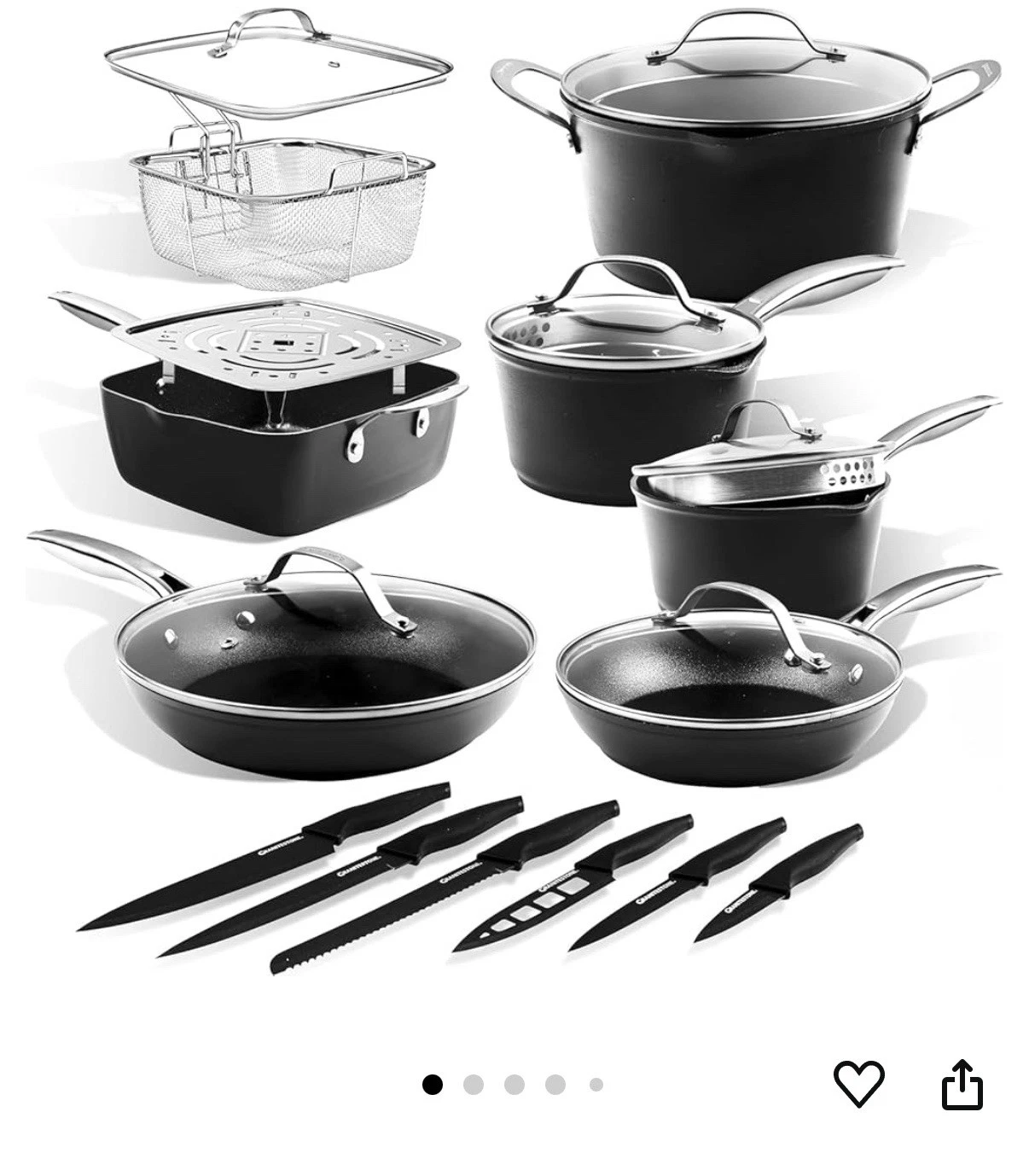 GRANITESTONE Armor Max 20Pc Kitchen Pots and Pans Set NonStick, 6 KnivesIncluded
Opens in a new wind