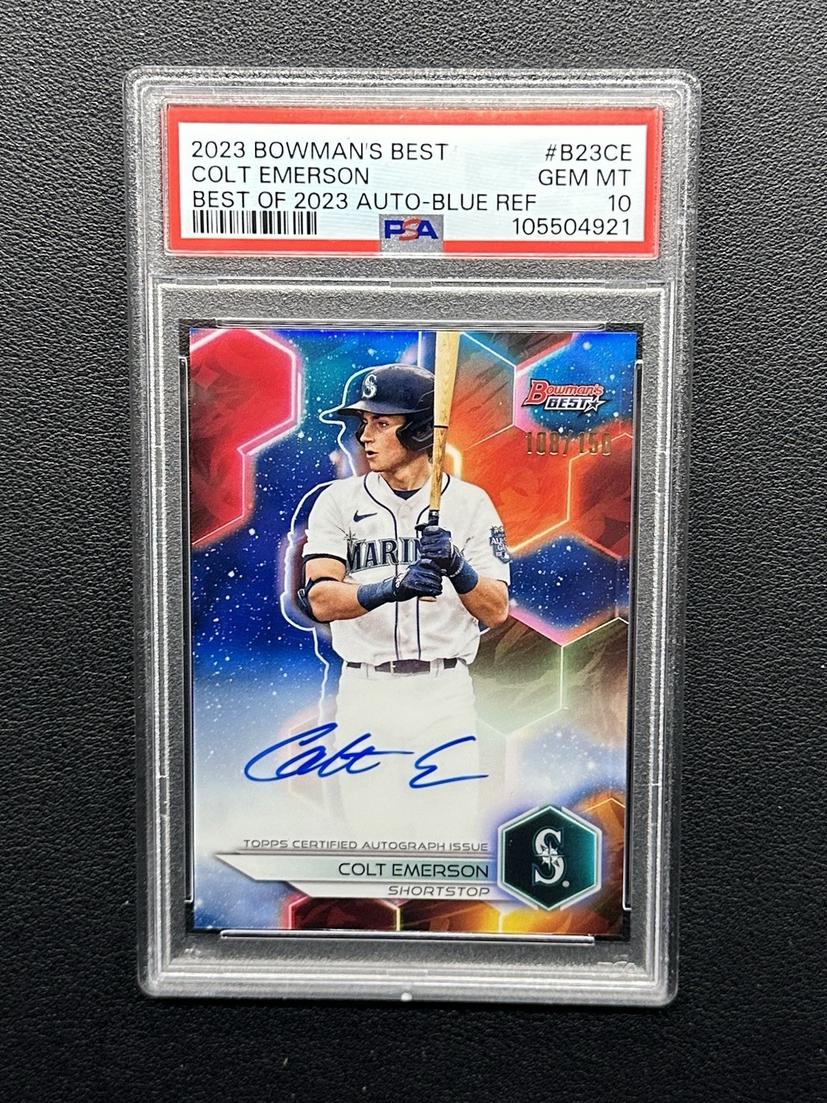 2023 Bowman's Best ⚾️ COLT EMERSON ⚾️ Blue Refractor 🔵 Auto SP /150 PSA 10 💎