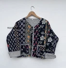 Black Quilted Cotton Patchwork Jacket Handmade Cotton Jacket Women's Clothing US