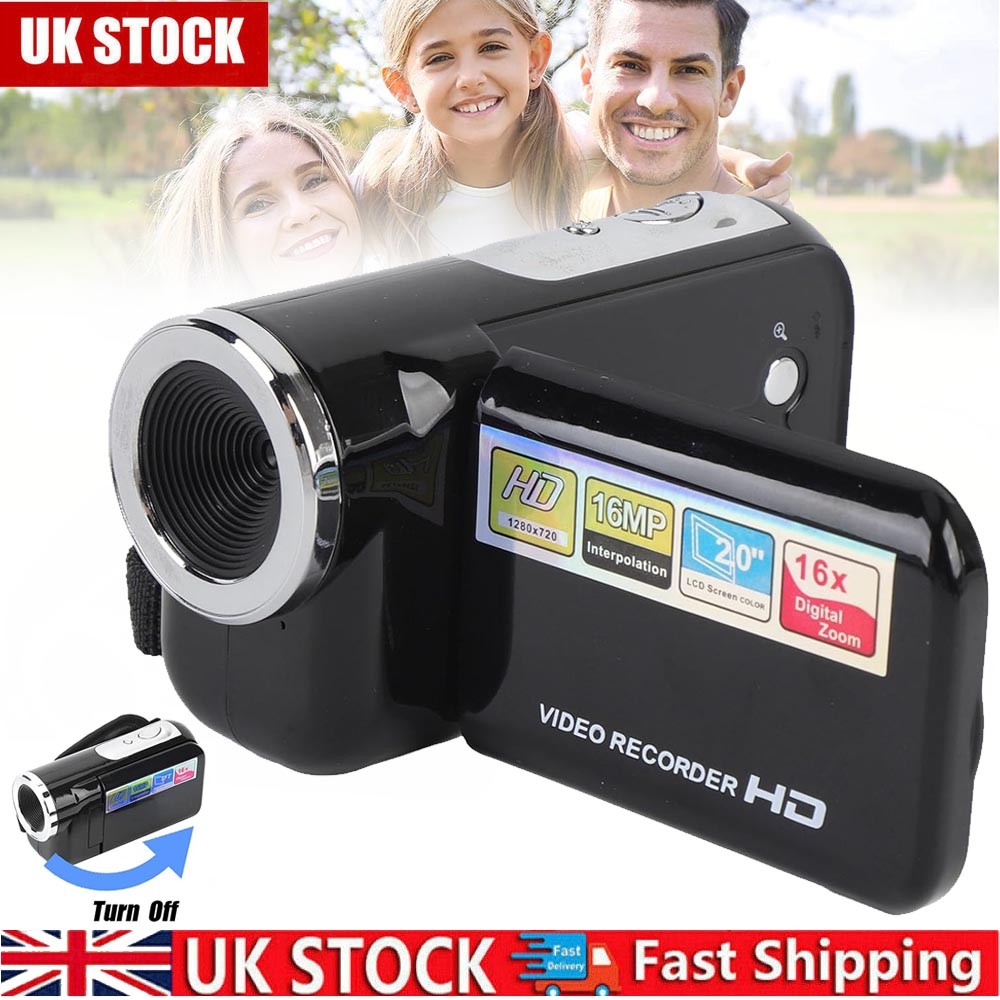 Mini Camcorder Video Camera 16X Digital Zoom Vlogging Camera Battery Powered