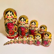 15 piece Semenov Matryoshka Nesting Doll set handmade by Golden Cockerel NEW