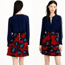 J Crew Skirt Womens Size 4 Firework Floral Mini Corduroy A-Line Mini Exposed Zip
