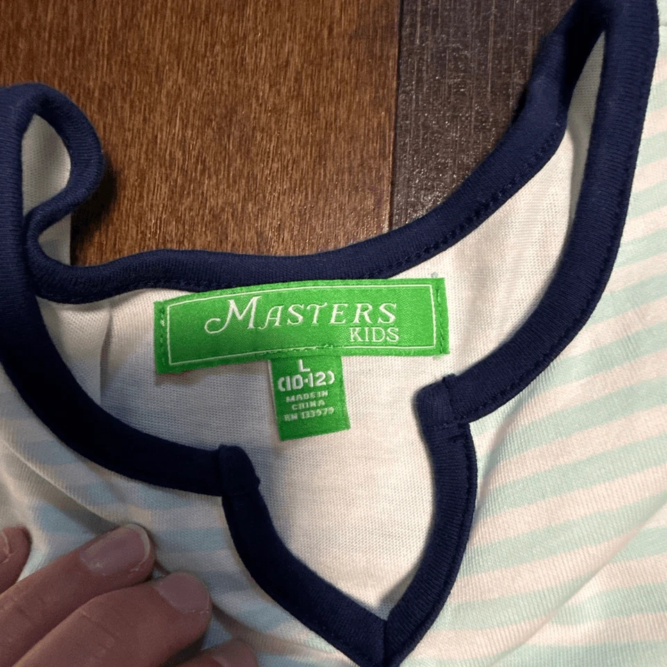 Masters golf kids dress girls size large 10/12 striped sleeveless country club p - Image 3 of 4