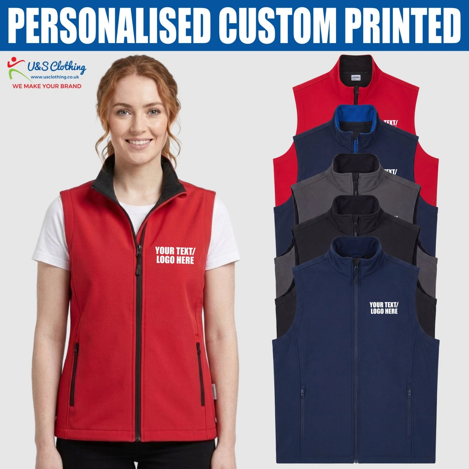 Personalised Custom Printable Softshell Gilet Bodywarmer Outdoor Workwear Jacket